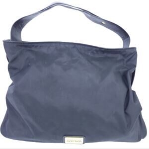 Kenneth Cole Reaction Black Shoulder Bag, Nylon, Gold Hardware, 18"x13", Tote
